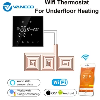 

Vancoo 220V WiFi Smart Thermostat LCD Display Temperature Controller for Electrical Floor Heating Work With Alexa Google Home