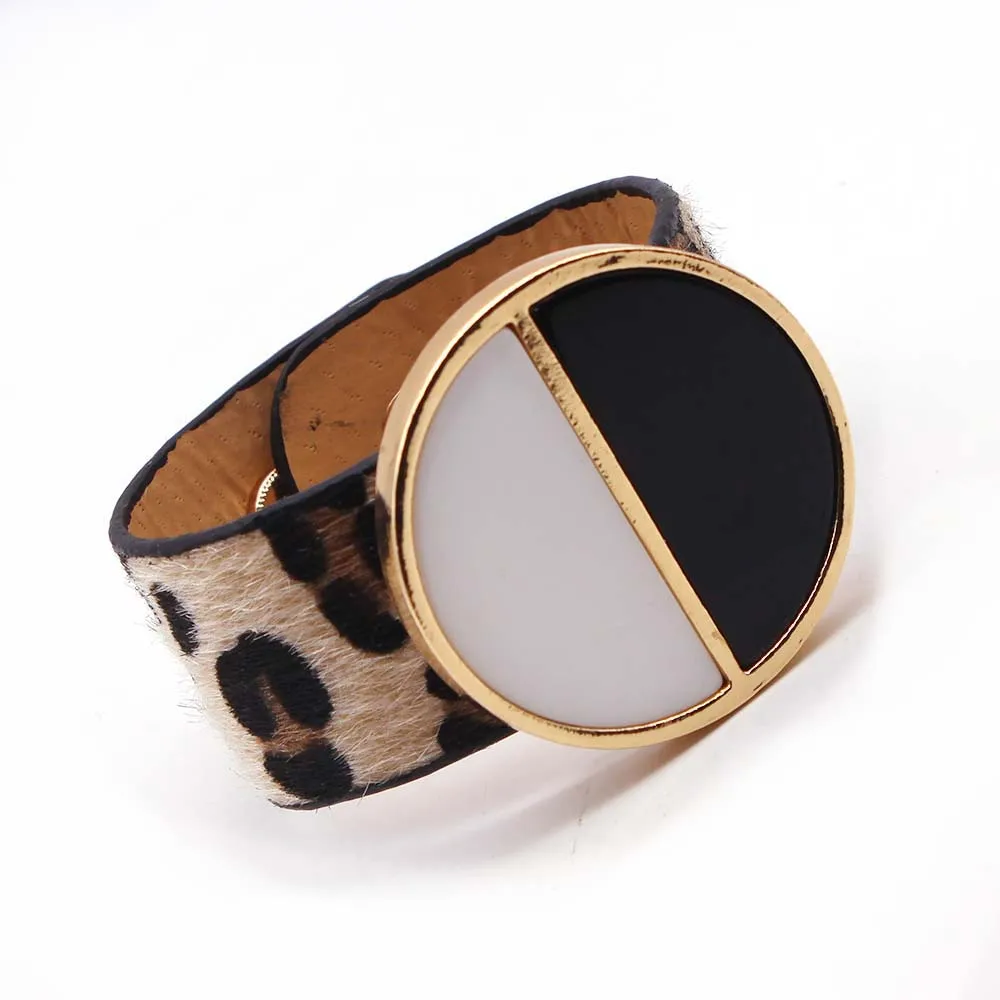 Women Leather Bracelet Fashion Punk V Word Wide Wristband Cuff Wrap
