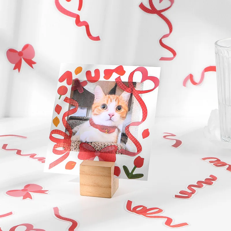 40 개/갑 귀여운 리본 장식 스티커 한국어 DIY Scrapbooking 일기 격자 앨범 스틱 라벨 Kawaii 편지지