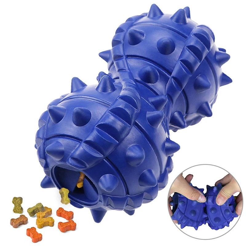 

Interactive Dog Chew Toy Ball Teeth Cleaning Durable Rubber Training Dog Barbell Shape Extra-Tough Elasticity Food Dispenser