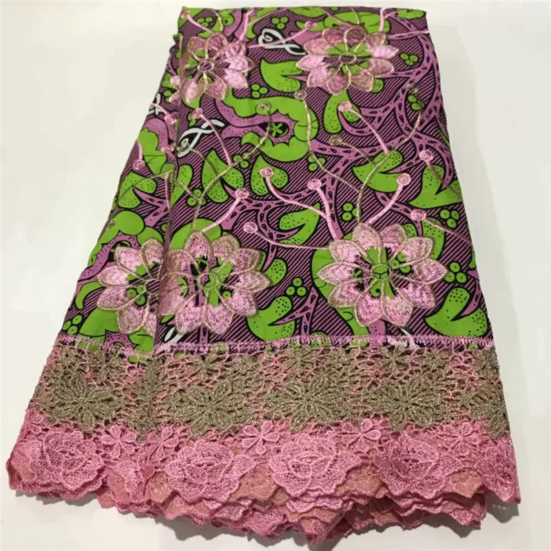 

2020 Guipure Lace Fabric Embroidered High Quality 100% cotton Wax Lace Fabric With Cord African Wax Lace For Dress ZQ031108