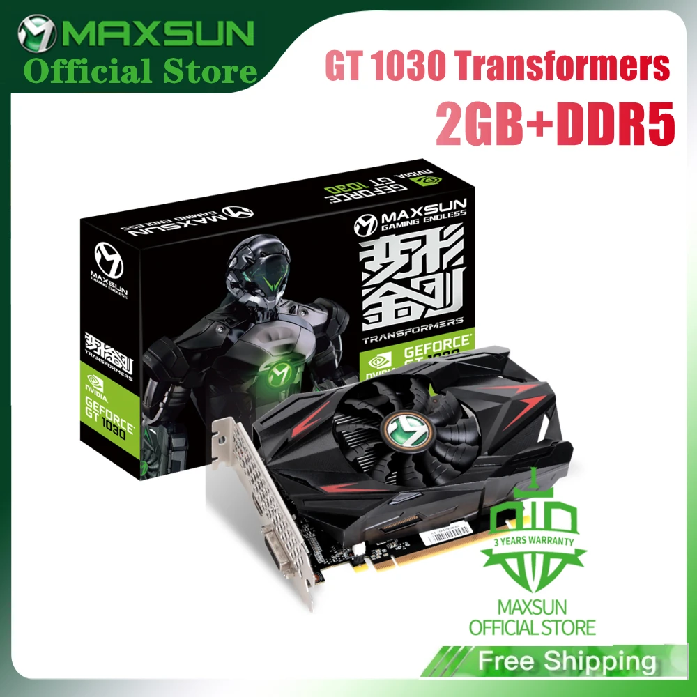 Maxsun GeForce GT 1030 Transformers 2GB DDR5 Graphic Card Nvidia GPU Desktop Video Gaming VGA/DVI PCI Express X4 Full New | Компьютеры и