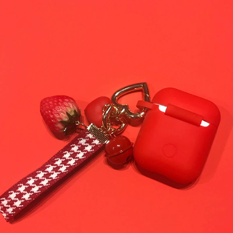 Милый Мультфильм клубника любовь висячая веревка для Apple Airpods Bluetooth Беспроводная защита от падения Чехол для наушников