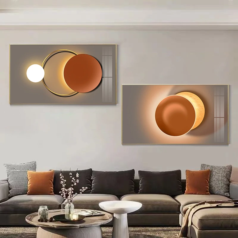 Modern Abstract Orange Geometric Wall Art Painting Industrial Posters 