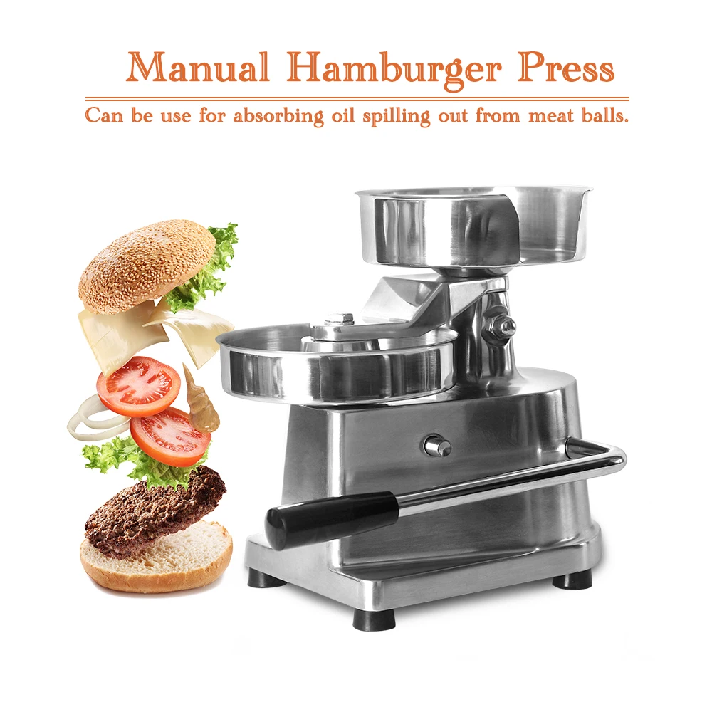  GZZT AM15 Manual Burger Patty Meat Press Machine Kitchen Hamburger Press Maker 150MM With 500Pcs Gr - 4000073673903