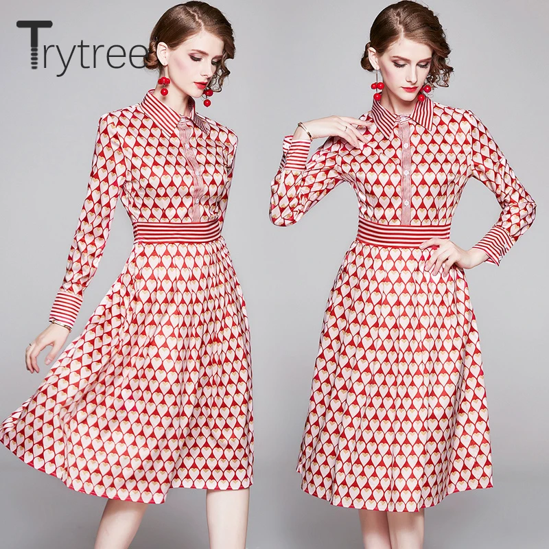Осенне зимнее женское Повседневное платье Trytree однобортное модное элегантное