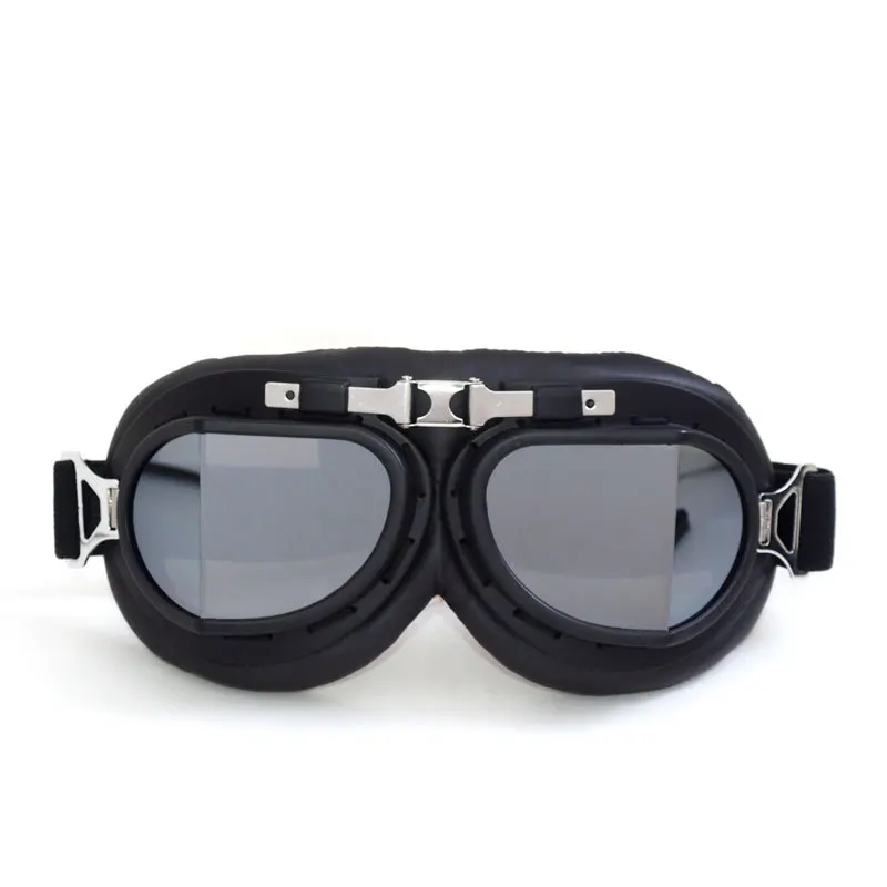 black white-silver MJMOTO черные винтажные мотоциклетные очки анти-УФ очки для катания на лыжах сноуборде MX ATV Скутер мотоциклетный шлем очки - Цвет: black white-silver