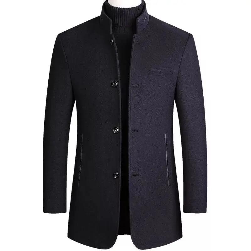 Мужское твидовое пальто мужской Тренч куртка для папы среднего возраста с