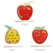 Игра Candywood Catch Worms, Магнитные деревянные игрушки для детей, развивающая игрушка для раннего развития, Когнитивная рыболовная игрушка в форме фруктов, подарок