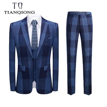 

TIAN QIONG Blue Suit Men 2020 Slim Fit Mens Tuxedo Wedding Suits for Men Classic Men's Suits Formal Jacket Pants Vest
