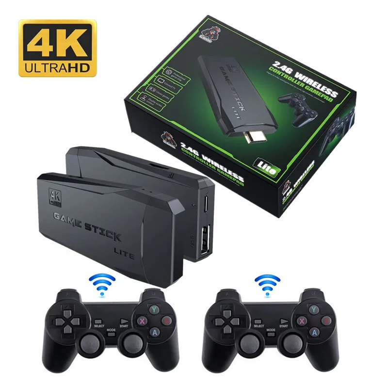 Ewwke M8 Video Game Console 2.4G Double Wireless Controller Game Stick 4K 10000 games 64GB Retro games For PS1/GBA Dropshipping