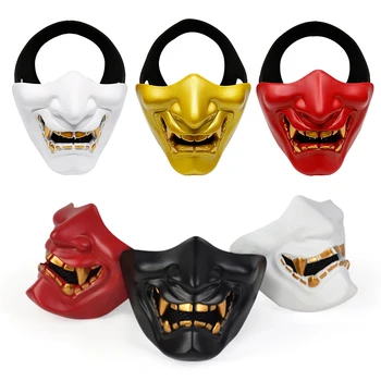 

Party Tactical Mask Japan Samurai Ghost Devil Half Face Masquerade Halloween Cosplay Props Cosplay Mask Halloween Mask Dropship