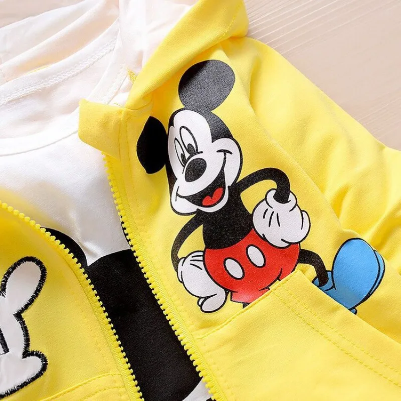 Autumn Cartoon 3pcs Minnie Mickey Clothing set kids Clothes Boys Girls Hooded Jacket+T Shirt+Sports Pants Casual Sprot suits