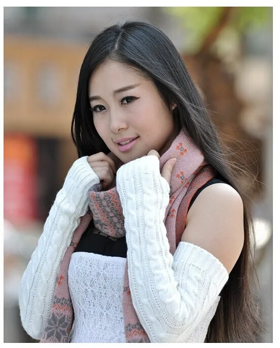 Yarn Long Arm To Cover Women's Korean-style Long Gloves Long Half Finger Linen Flower Color Gloves Cuff Fingerless Arm To Cover