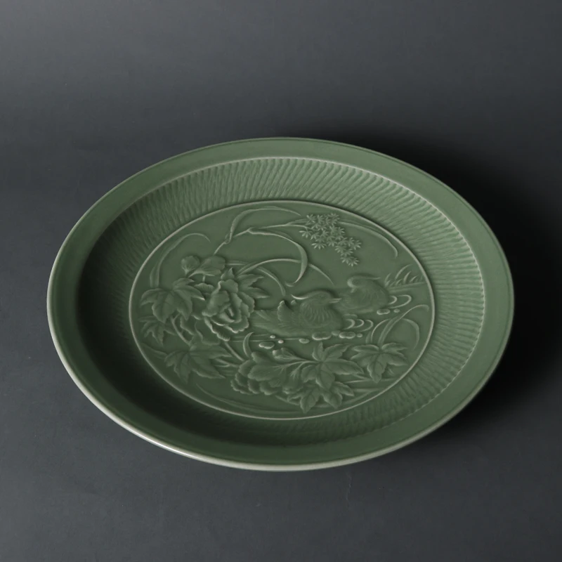 Yue Kiln celadon фарфоровая керамическая большая мандариновая утка декоративные тарелки китайских характеристик китайская чайная чашка для подарков