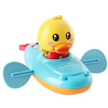 1 pcs Cute Cartoon Duck Bath Toys Classic Water Toy Back Rowing Boat  Baby Bathing Swim Duck Chain Clockwork Toy for Children 1