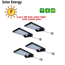 2/4pcs 48 Led Solar Powered Lighting Outdoor Garden Yard Path Wall Landscape Lamp Black Lantern LED Light Lamps security garden