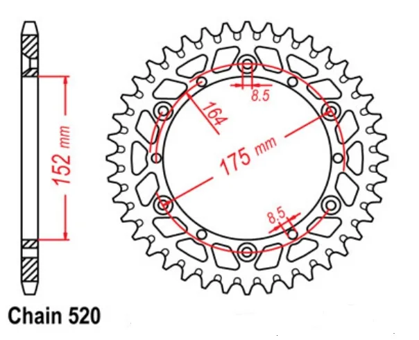 Мотоциклетные задние звездочки 520 48T 49 т 50 51 т 52 для Yamaha YZ125 IT250 WR250 YZ250 YZ400 YZ490 YZ100 MX250 TT250 TT350 MX400