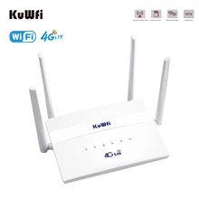KuWFi 4G LTE CPE WiFi Router 300Mbps Wireless Router Wide Coverage with 4 High-gain External Antennas SIM Slot Up to 32 Users