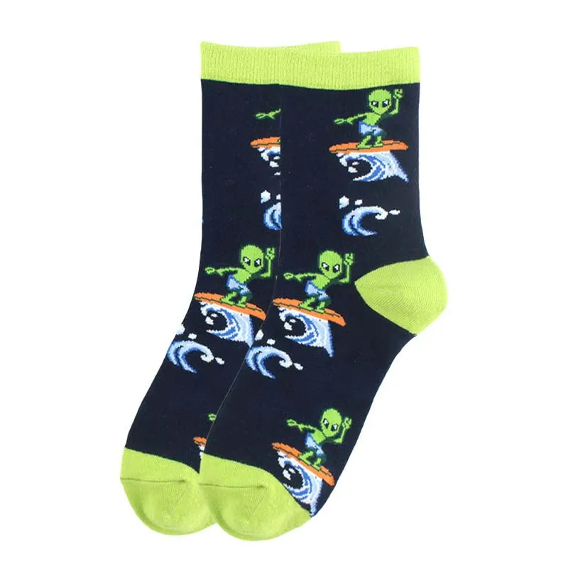 Новые милые женские носки, забавные хлопковые носки для девочек с единорогом, пришельцем корги, гитарным пингвином, рождественский подарок, Sox - Цвет: Лаванда