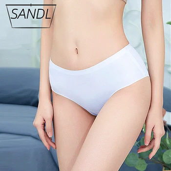 

SANDL Women's Cotton Underwear Panties Mid-Waist Female Classic Brief High Elasticity Lively Breathable Lingerie For Lady