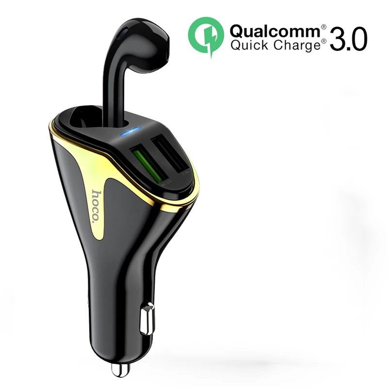 

HOCO Quick Charge 3.0 USB Car Charger Business Bluetooth Wireless Earphone With MIC For iPhone Xiaomi mi 9 Huawei P30 Pro