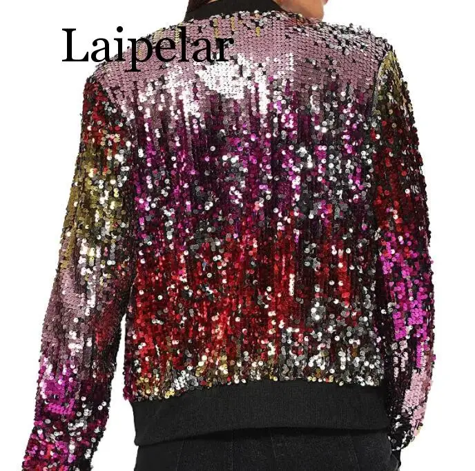 Veste à Paillettes Pour Femme – Style Aviateur Courte – Blouson Brillant Zip – Idéale Soirée Et Daily