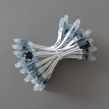 

18AWG wire DC12V 50nodes/strand WS2811 digital RGB dump nodes addressable led pixel light lamp,all WHITE wire;waterproof IP68