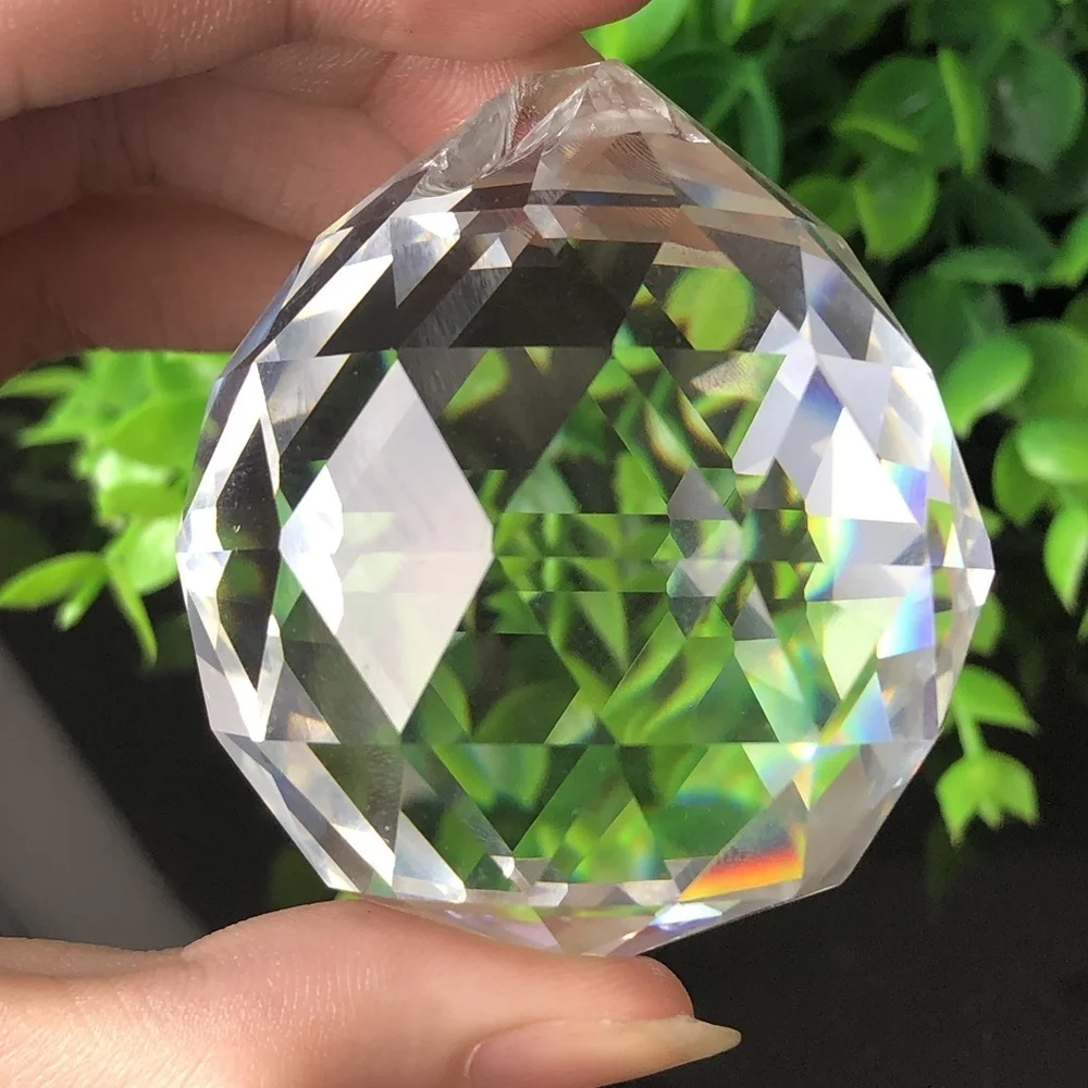 Clear Suncatcher Cut Hanging Sector 50mm Crystal Prism Feng Shui Drops Pendants 