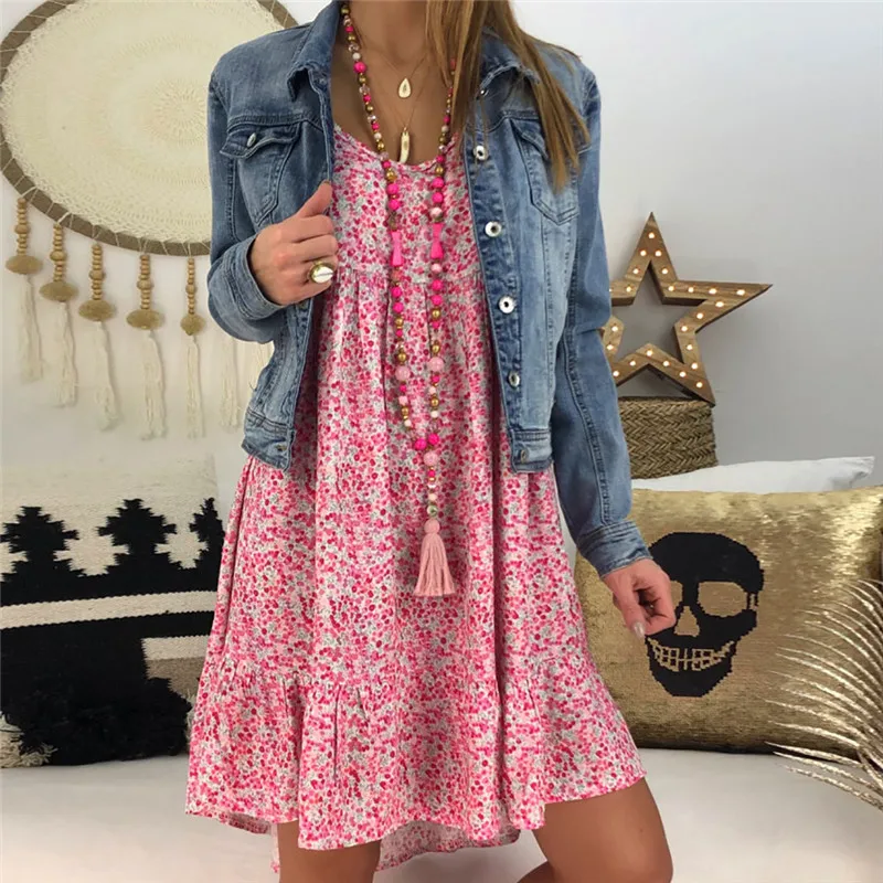 

Women Summer Autumn Dress 2019 Hot Plus Size Lady Casual Loose Print Hlaf Sleeve Ruffles Mini Dress Fashion O-Neck Dress Jul5