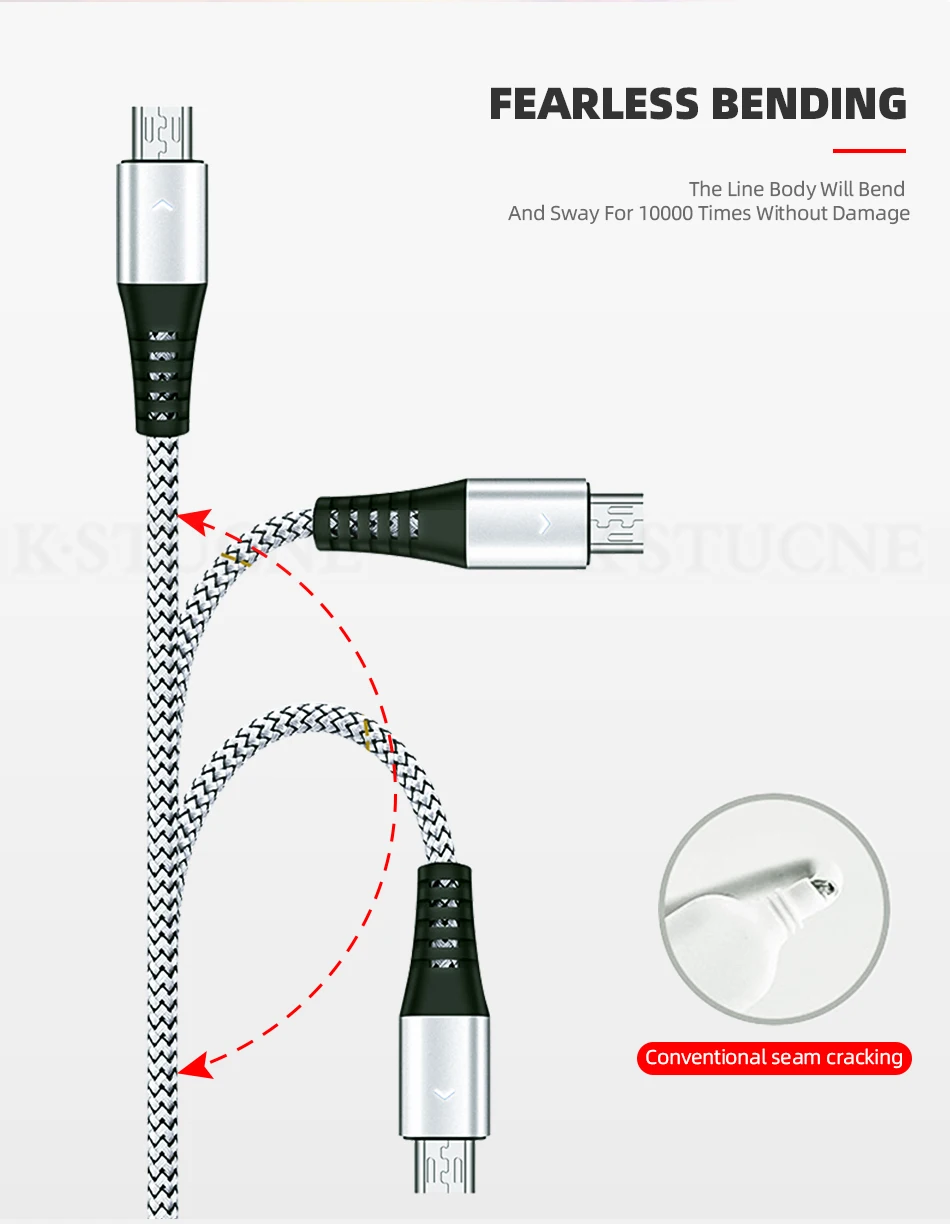 KSTUCNE Тип usb C кабель 1,2 м/1,8 м светодиодный 2.4A быстрой зарядки кабель usbc для samsung A50 A70 A30 huawei P30 P20 Lite Тип usb-usb-c