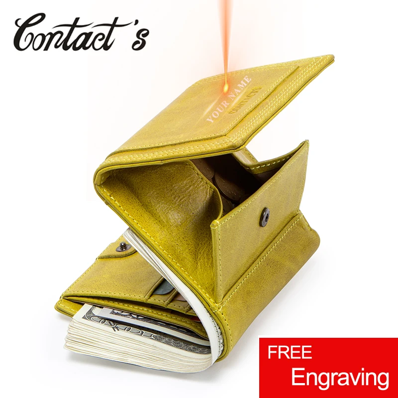 

Contact's Coin Pocket Women Wallets Genuine Leather Purse Female Card Holder Ladies Short Clutch Money Bag for Girls Carters