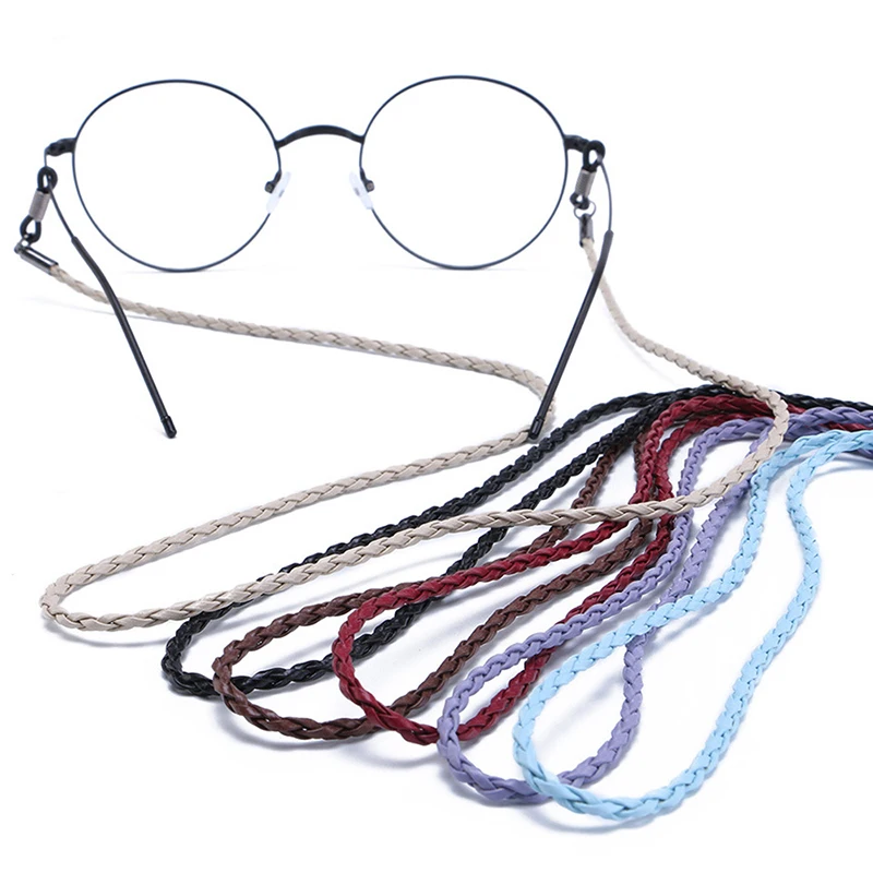 

Solid Color PU Leather Woven Glasses Chain Neck Strap Twist Rope Band Eyeglass Sunglasses Cord Adjustable Glasses Accessories