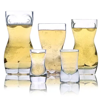 

Creative Beer Mug Glass Sexy Lady Men Body Shape Durable Double Wall Whiskey Glasses Wine Shot Glass Big Chest Beer Vodka Cup