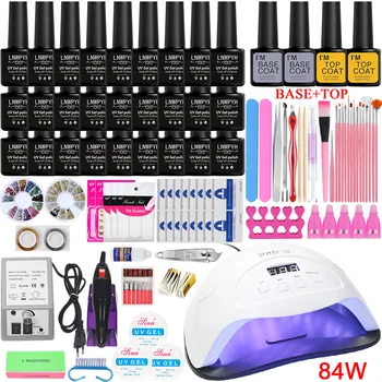 

Manicure Set For Nail Kit 84W/54W/24W UV Lamp Dryer Nail Set with Nail Drill Machine Nail Gel Polish Soak Off Manicure Tool Kit