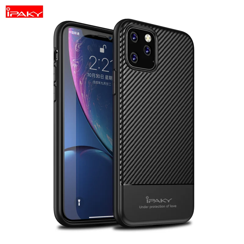 IPAKY 11pro max силиконовый чехол Роскошный мягкий ТПУ/углеродное волокно задняя крышка для apple iphone 11 pro max противоударные телефонные чехлы