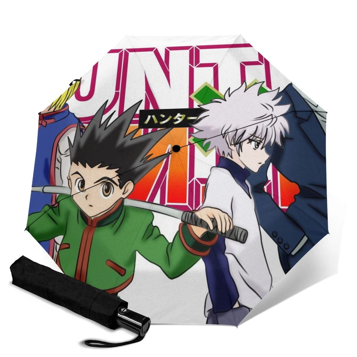 HUAZI sombrilla automática 8 bandas para hombre y mujer, paraguas plegable de 3 pliegues, Hunter X hunter, para exteriores, clásica| Paraguas| -
