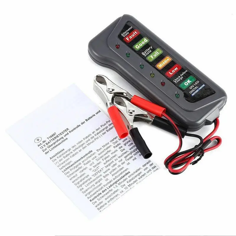 Мини 12 в автомобильный тестер батареи цифровой генератор 6 светодиодный дисплей