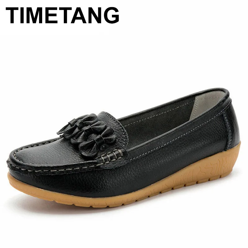 

TIMETANGGenuine spring and autumn women's leather loafers, women's shoes, moccasins, soft women's shoes, women's flat shoes with