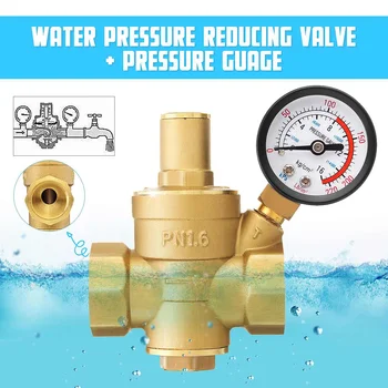 

3/4 Inch DN20 Brass Water Pressure Regulator Reducer Adjustable Relief Valve Pressure Gauge Regulator Reducer Gauge Meter