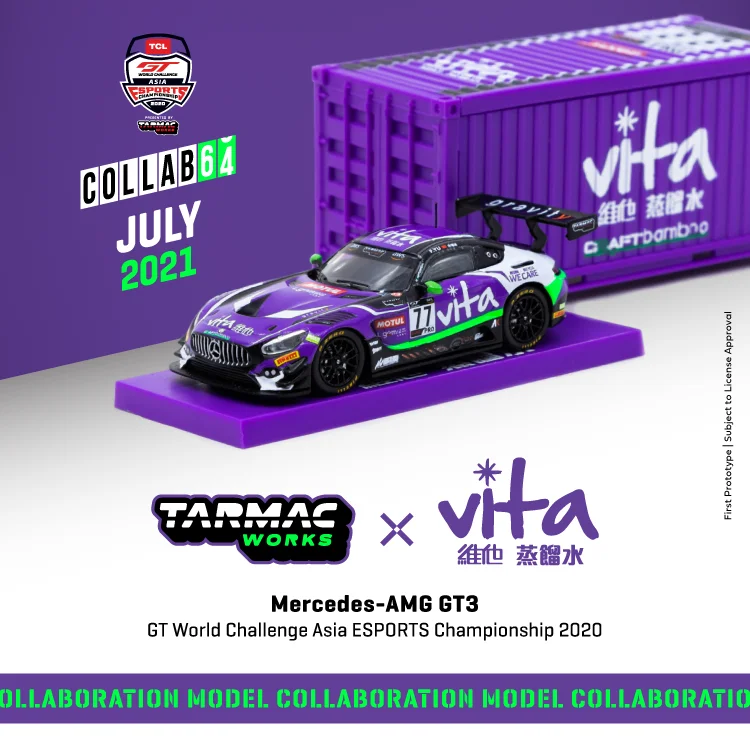 Tarmac Works 1:64 AMG GT3 GT Vita distilled water With Container ESPORTS 2020 Diecast Car Racing | Игрушки и хобби