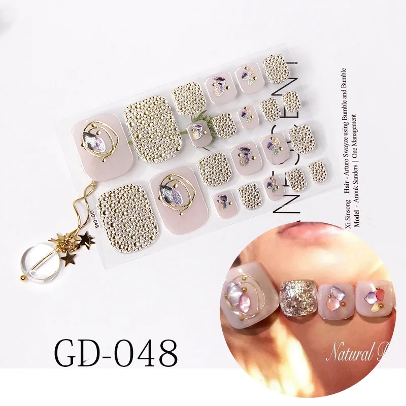 GD-048 22 Типсы, летние, свежие, DIY стикеры на ногти, полное покрытие, водонепроницаемые, самоклеющиеся, декоративные наклейки для ногтей, педикюр, инструменты для красоты - Цвет: GD-048