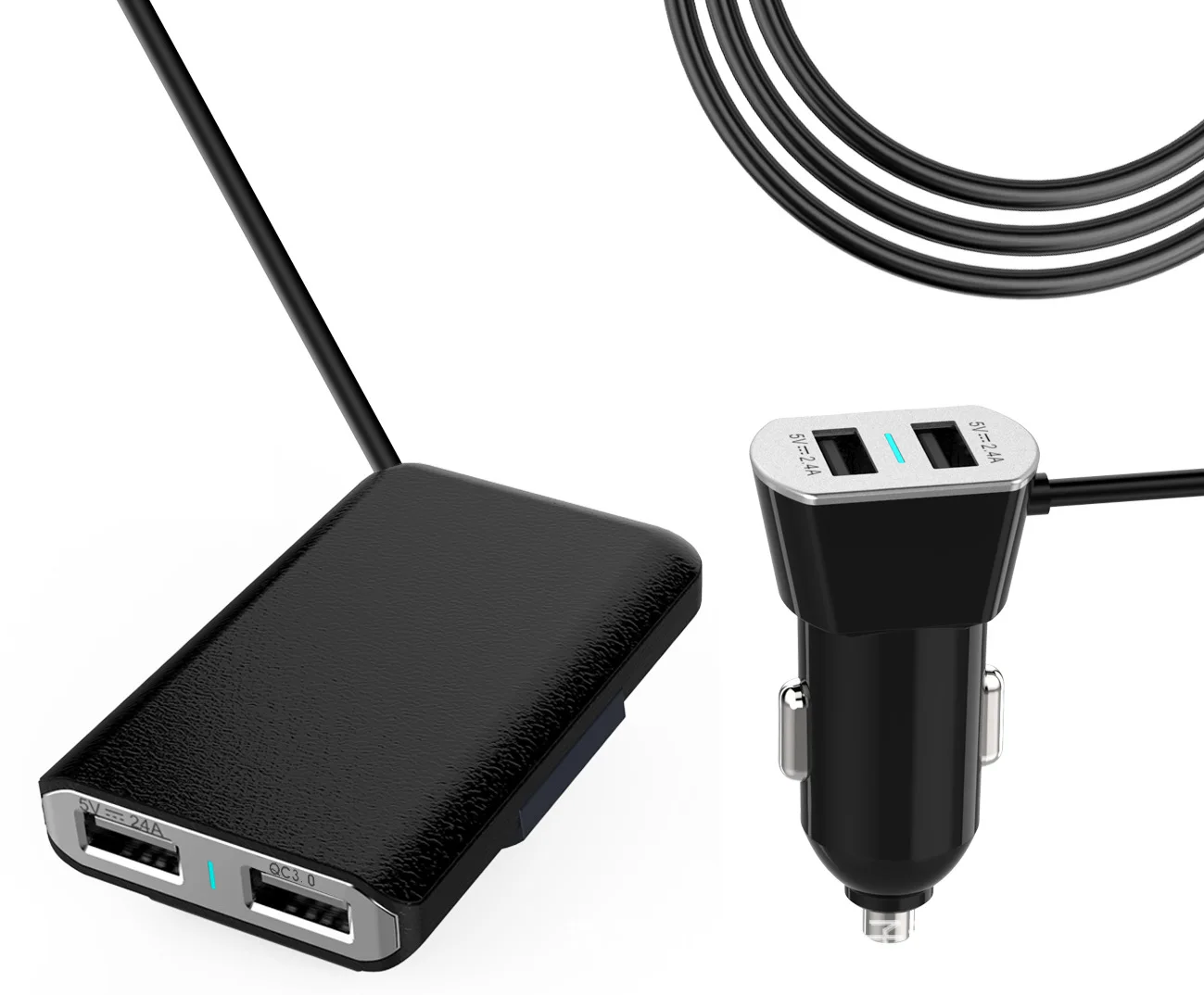 Amazon Лидер продаж 4-Порты и разъёмы зарядных порта USB для автомобиля Зарядное устройство 9.4A большой ток с QC3.0 Быстрая зарядка 4.8A X 2 Android мобильного телефона