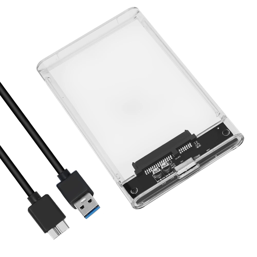 2.5" Clear 5Gbps USB3.0 to Sata3.0 HDD Case Tool Free Hard Drive Enclosure US 