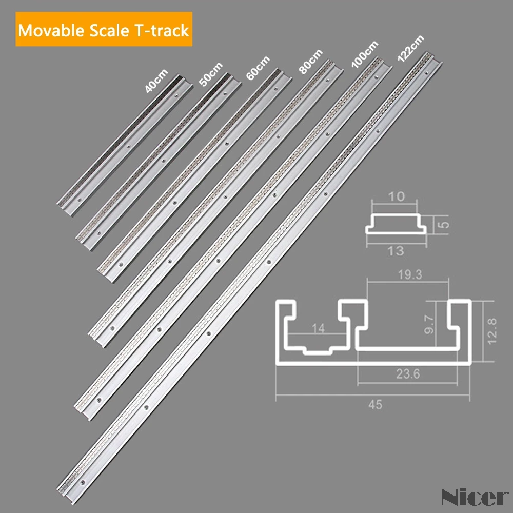 45 Type T Track With Scale Aluminium Alloy T-tracks Slot Miter Track DIY Table Saw Workbench Woodwo