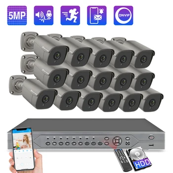

Techage 16CH 5MP 48V POE NVR Security System AI POE IP Camera Two-Way Audio MIC Speaker Onvif CCTV Security Surveillance Kit P2P