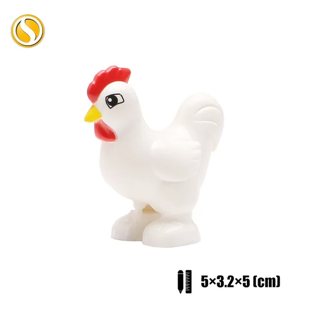 Original Big Size Assemble Building Blocks Accessory Toys For Children Compatible Big Size Animals Sets Zoo Bricks Baby Gifts White chicken