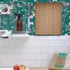 HaoHome melocotonero cáscara y el palo papel pintado verde moderno flor y pájaro impermeable extraíble, Auto adhesivo papel pintado ► Foto 2/6