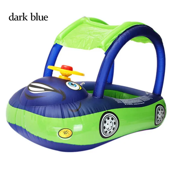 dark blue Плавательное кольцо для малышей, детское мультяшное поплавковое сиденье, автомобильная лодка, портативный надувной детский резиновый ПВХ круг, безопасный бассейн, игрушка - Цвет: dark blue
