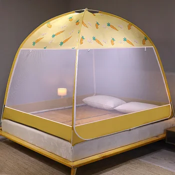 

New Yurt Dust-Proof Children's Mosquito Net Installation-Free Magic Zipper Text Folding Mosquito Net Double